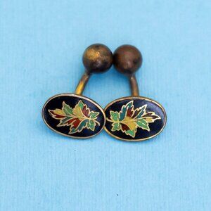 Vintage Round Oval Intricate Elven Leaves Cuff Links - N30